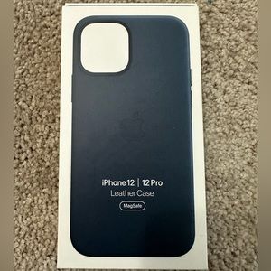 iPhone 12 blue leather case